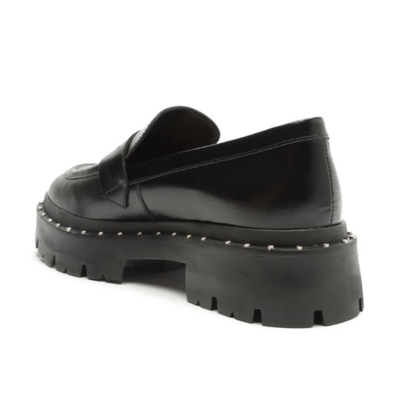 Schutz Christie Studs Black Leather Chunky Y2K Loafers Size 10 Retro - Picture 4 of 13